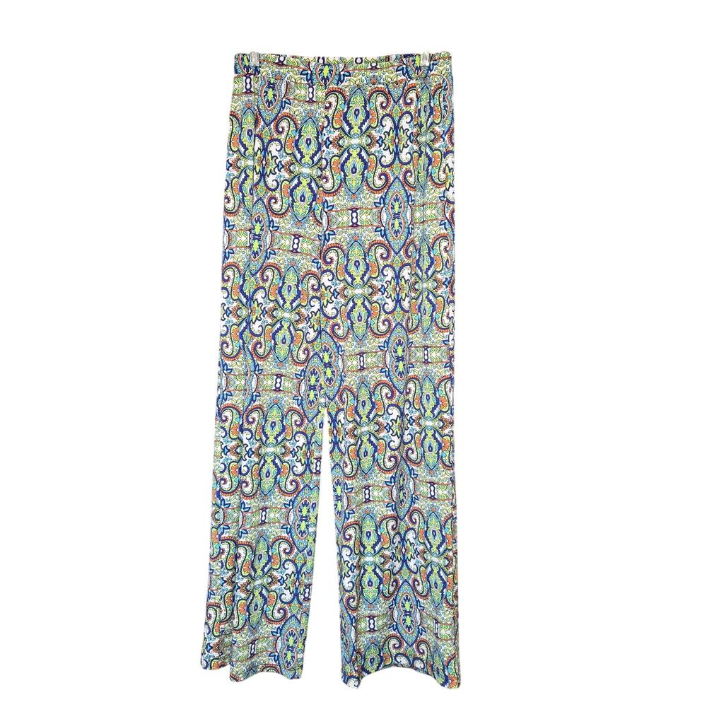 Cha Cha Vente Womens Large Pull On Pants Stretch Colorful Wide Leg Hippie Boho‎
